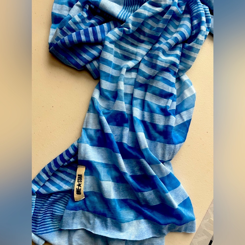 🧣CONVERSE ONE STAR Blue💙💠Stripe Sheer Knit Scarf NWT
